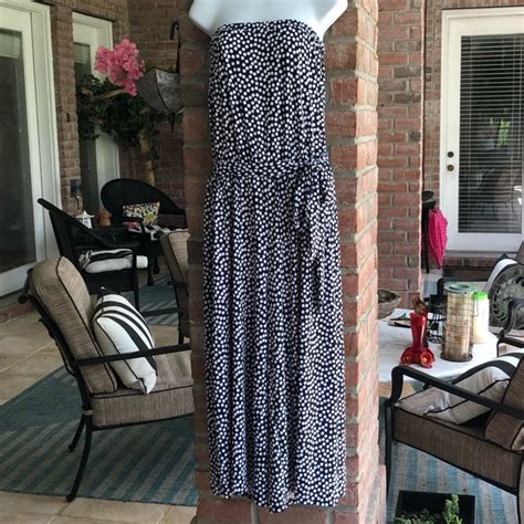 Msk Pants And Jumpsuits Msk Black White Polka Dot Strapless Wide Leg Cropped Jumpsuit Large