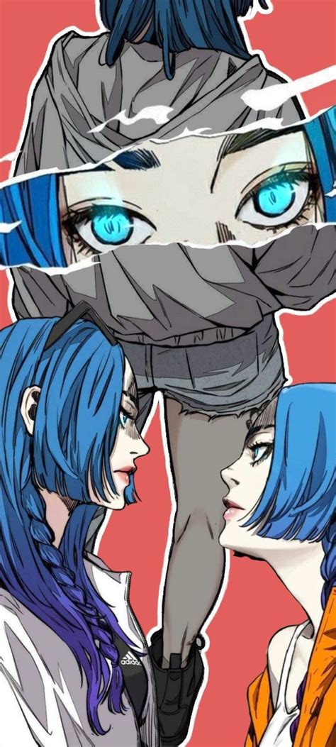 Two People With Blue Hair Are Facing Each Other