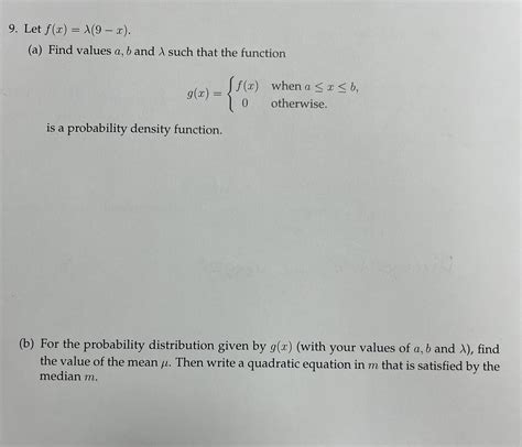 Solved Let F X Lambda 9 X A Find Values A