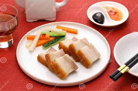 Homemade Crispy Roast Pork Belly With Skin Chinese Cantonese Cuisine