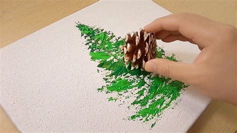 Pine Cone Painting Technique Christmas Tree Painting Acrylic