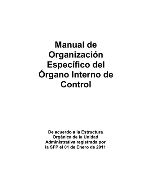 Manual De Organizaci N Espec Fico Del Organo Interno De Control