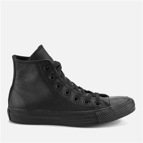 Converse Chuck Taylor All Star Leather Hi Top Trainers Black Mono