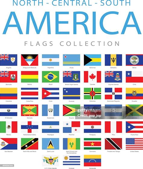 North Central And South America Flags Illustration High Res Vector