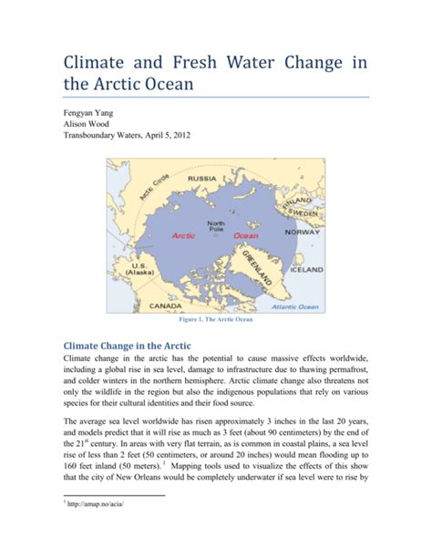 Climate and Fresh Water Change in the Arctic Ocean