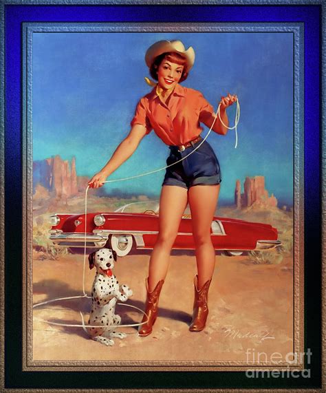 Cowgirl Pinup Girl Art By Bill Medcalf Vintage Artwork Painting By