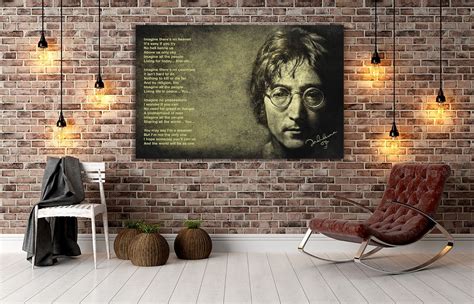 John Lennon Imagine Lyrics Canvas Wall Art Etsy