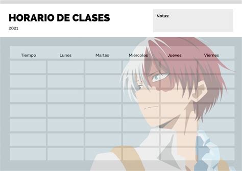 Todoroki Horario Horario De Clases Plantillas De Letras Para