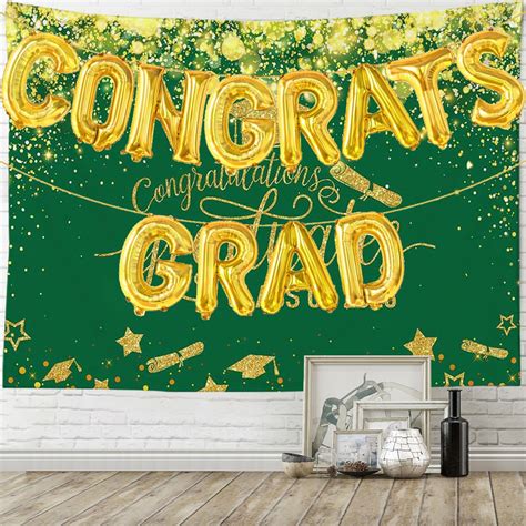 Congrats Grad Banner With Grad Balloons Graduation Backdrop Banner