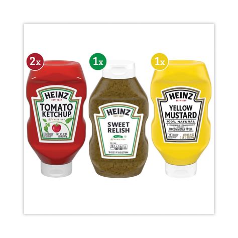 Heinz Ketchup Mustard And Relish Picnic Pack 2 Ketchup Mustard Relish 4 Bottles Carton