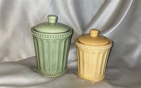 Green / Yellow Ceramic Canister Set - Etsy