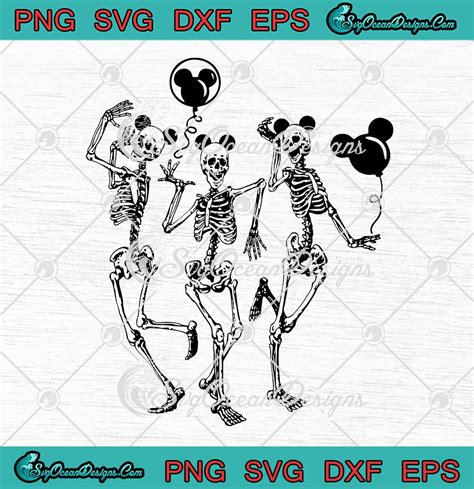 Disney Skeleton Mickey Ears Dancing Skeleton Halloween Svg Png Eps Dxf