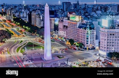 Argentina Buenos Aires night time lapse of downtown with obelisco HD ...