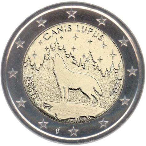 Rolle 2 Euro Gedenkmünzen Estland 2021 Wolf Canis Lupus eurofischer