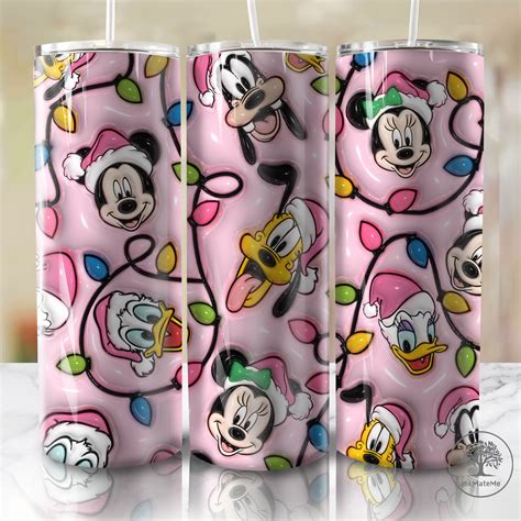 D Inflated Pink Christmas Tumbler Wrap Xmas Holiday Png Mouse And