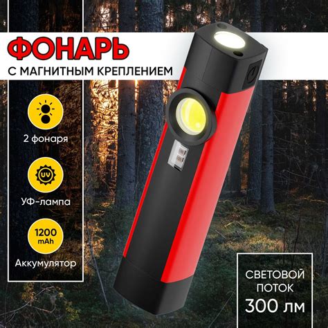 Фонарь ручной аккумуляторный с ультрафиолетовой лампой / Фонарик ...