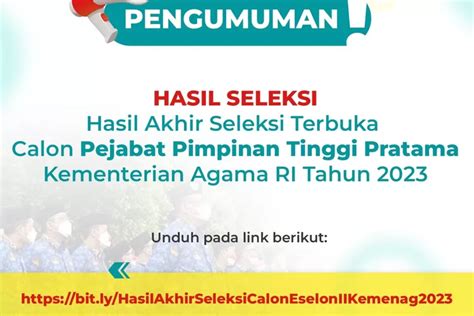 Kemenag Umumkan Hasil Seleksi Calon Pejabat Eselon Ii Ini Daftarnya