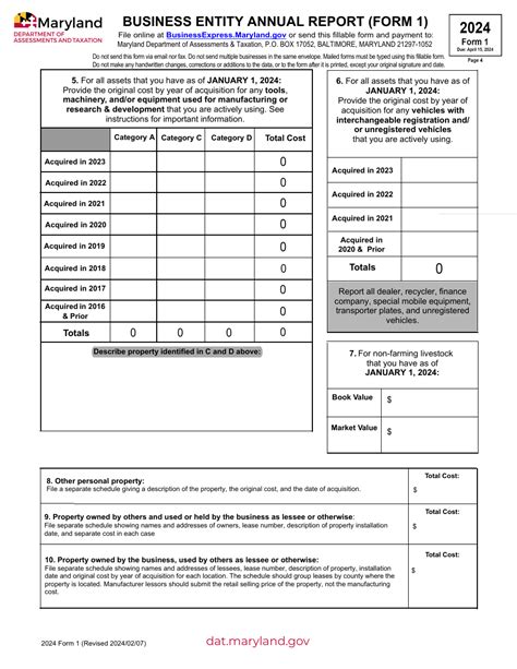 Form 1 Download Fillable Pdf Or Fill Online Business Entity Annual