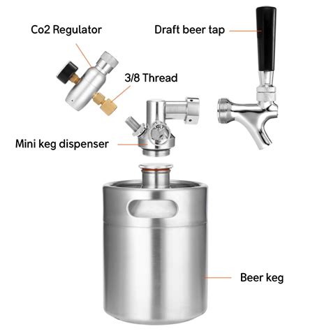 2L Mini Beer Keg set with Tap Pressurized Home Beer Brewing Craft Beer Dispenser Growler System ...