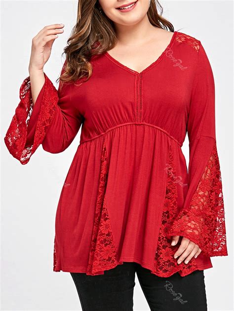 2019 Plus Size V Neck Long Sleeves Where Womans Clothes Stores Online