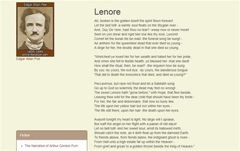 Lenore By Edgar Allan Poe Poe Edgar Allan Poe Edgar