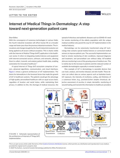 Pdf Internet Of Medical Things In Dermatology A Step Toward Next