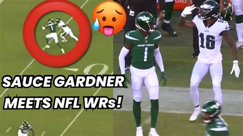 Sauce Gardners First Nfl Game Vs Eagles Film Highlights Wr Vs