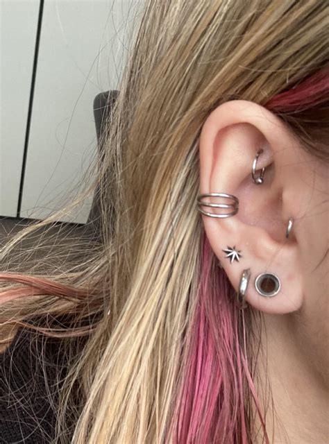 So Happy With This Ear Planning On Stretching My Lobe To 0g And Maybe Adding A Flat Or A Helix