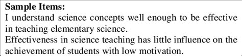 Science Teaching Efficacy Belief Instrument Riggs And Enochs 1990 Download Scientific Diagram