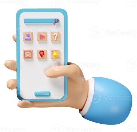 3d Hand Using Mobile Phone Isolated Hand Holding Smartphone Screen