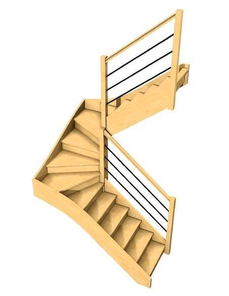 Escalier Bois Sur Mesure Double Quart Tournant