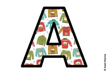 Christmas Ugly Sweater Bulletin Board Letters Alphabet Posters School