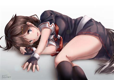 Anthropomorphism Brunette School Uniform Blue Eyes Gloves Blushing