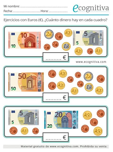 Ejercicios De Manejo Del Dinero Euros Estimulaci N Cognitiva