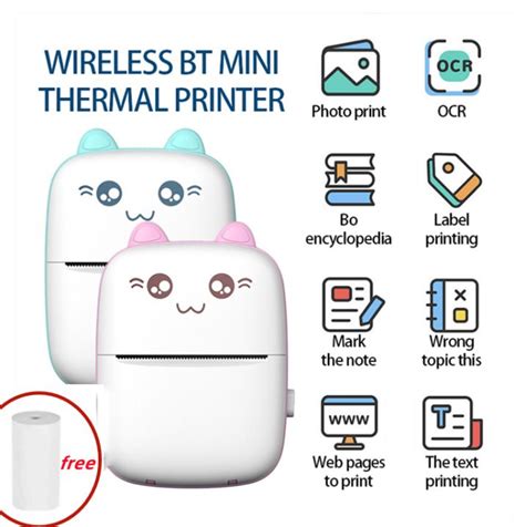 Portable Mini Printer Thermal Bluetooth Printer Cartoon Mini Portable