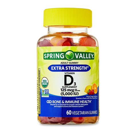 Spring Valley Extra Strength Vitamin D3 Bone And Immune Health Dietary Supplement Vegetarian