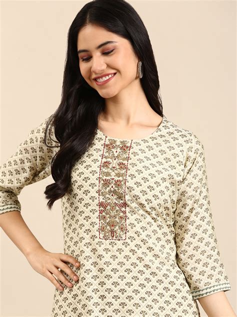 Buy SHOWOFF Women Green Ethnic Motifs Printed Kurta With Trousers