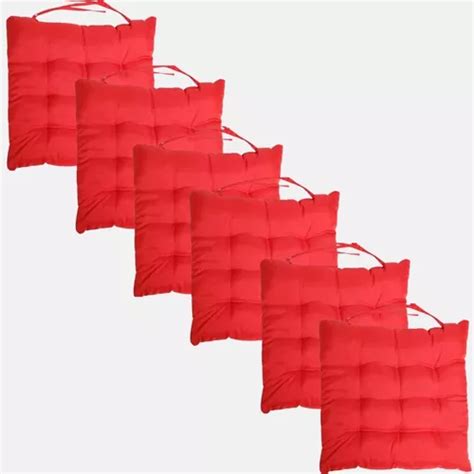 Jogo Assentos Para Cadeira Tecido Oxford X Cm Futon Cor Vermelho