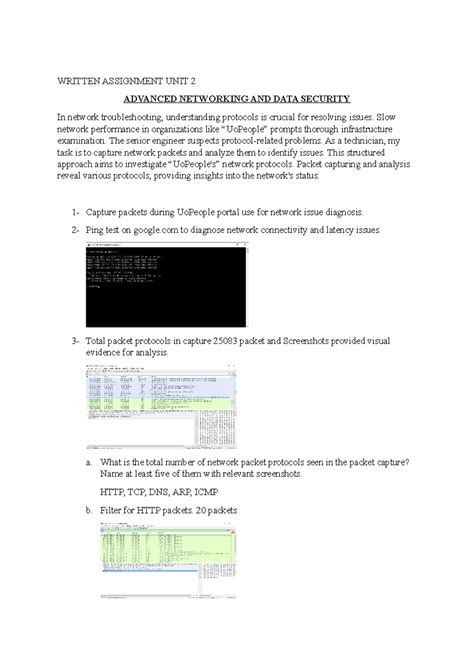 Advanced Networking And Data Security Written Assignment Unit