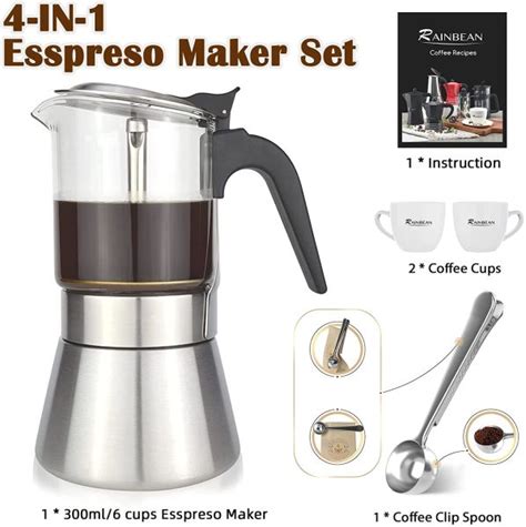 Dropship Rainbean Italian Expresso Maker Moka Pot Stovetop Coffee Makers Stainless Steel