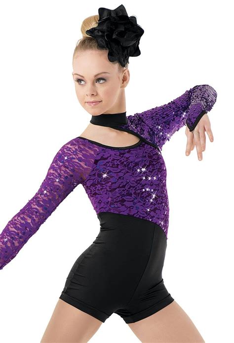 Weissman™ Long Sleeve Sequin Lace Biketard Dance Costumes Dance Outfits Latin Dance Costume