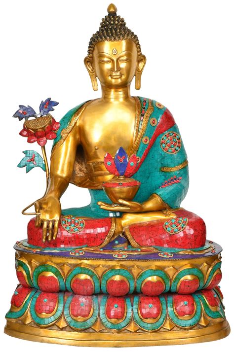 38 Large Size Medicine Buddha Tibetan Buddhist Deity In Brass