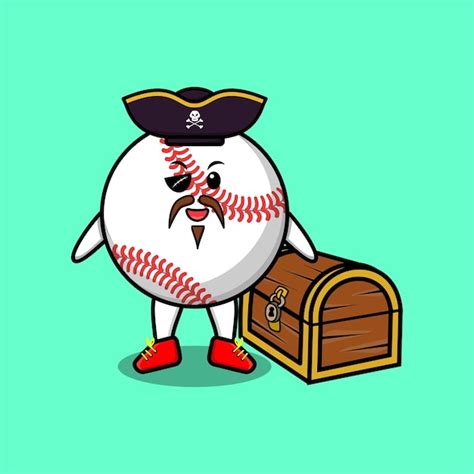 Premium Vector Cute Cartoon Mascot Character Baseball Ball Pirate