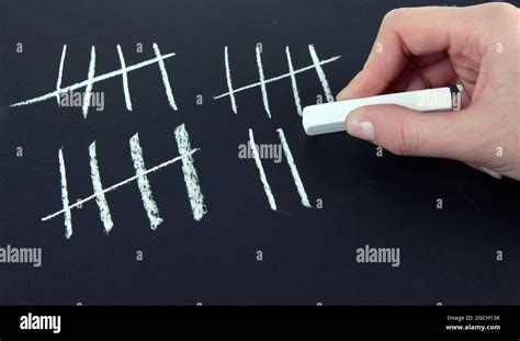 Counting Days By Drawing Sticks On Black Background Stock Photo Alamy