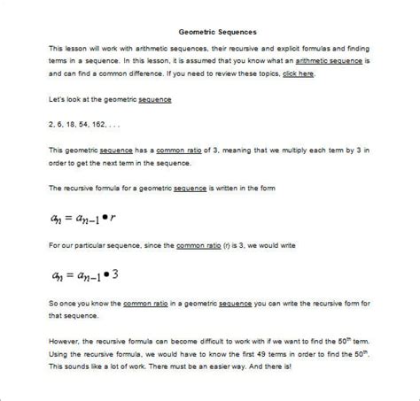 Geometric Sequence Equation - Tessshebaylo