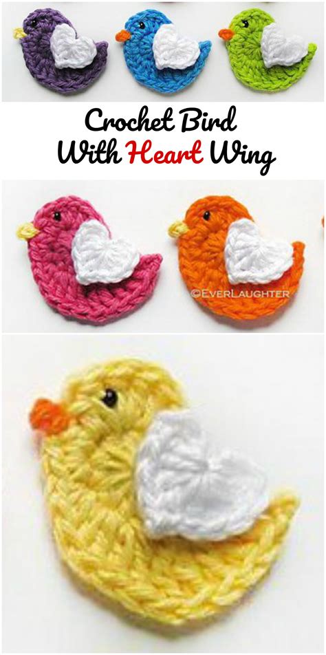 Crochet Lovely Bird Applique Pretty Ideas