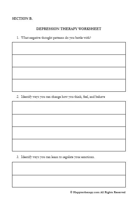 Depression Therapy Worksheet Happiertherapy