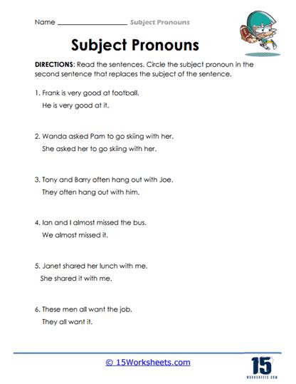 Subject Pronouns Worksheets 15