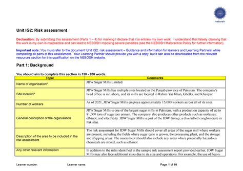 Ig Forms Electronic Submission V Unit Ig Risk Assessment