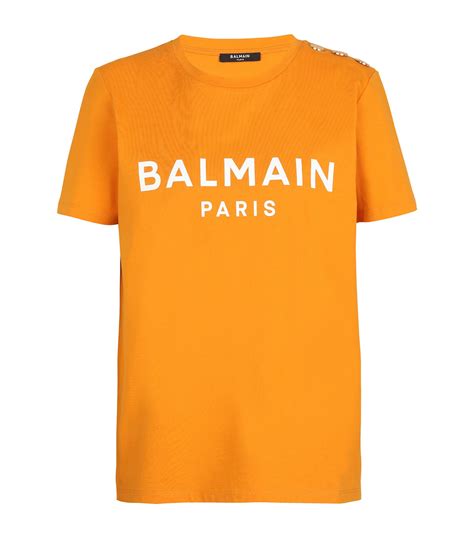 Womens Balmain Orange Logo T Shirt Harrods Us